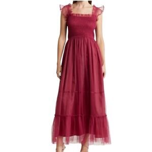 Melloday Smocked Ruffle Maxi Dress Size Medium